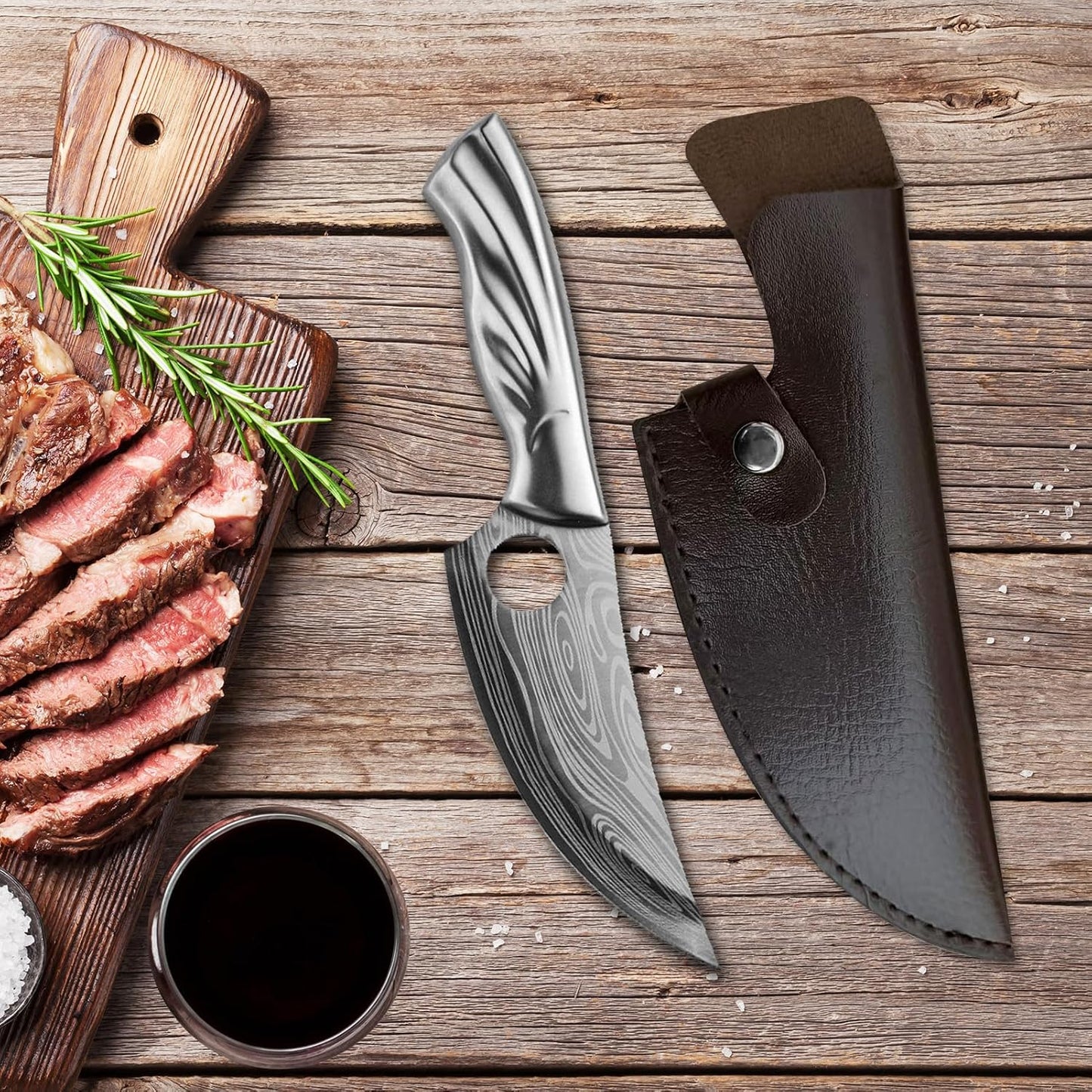 6 Inch PU Leather Knife Sheath for Matsato Knives, Universal PU Leather Sheath with Belt Loop for Kitchen Chef and Boning Knives, Suitable for Knives with Blade Lengths of 6in/15.24cm or Less (6in Brown 1pc)