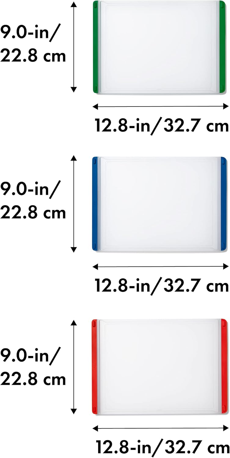 Good Grips 3-Piece Plastic Everyday Cutting Board Set - Red, Green, Blue