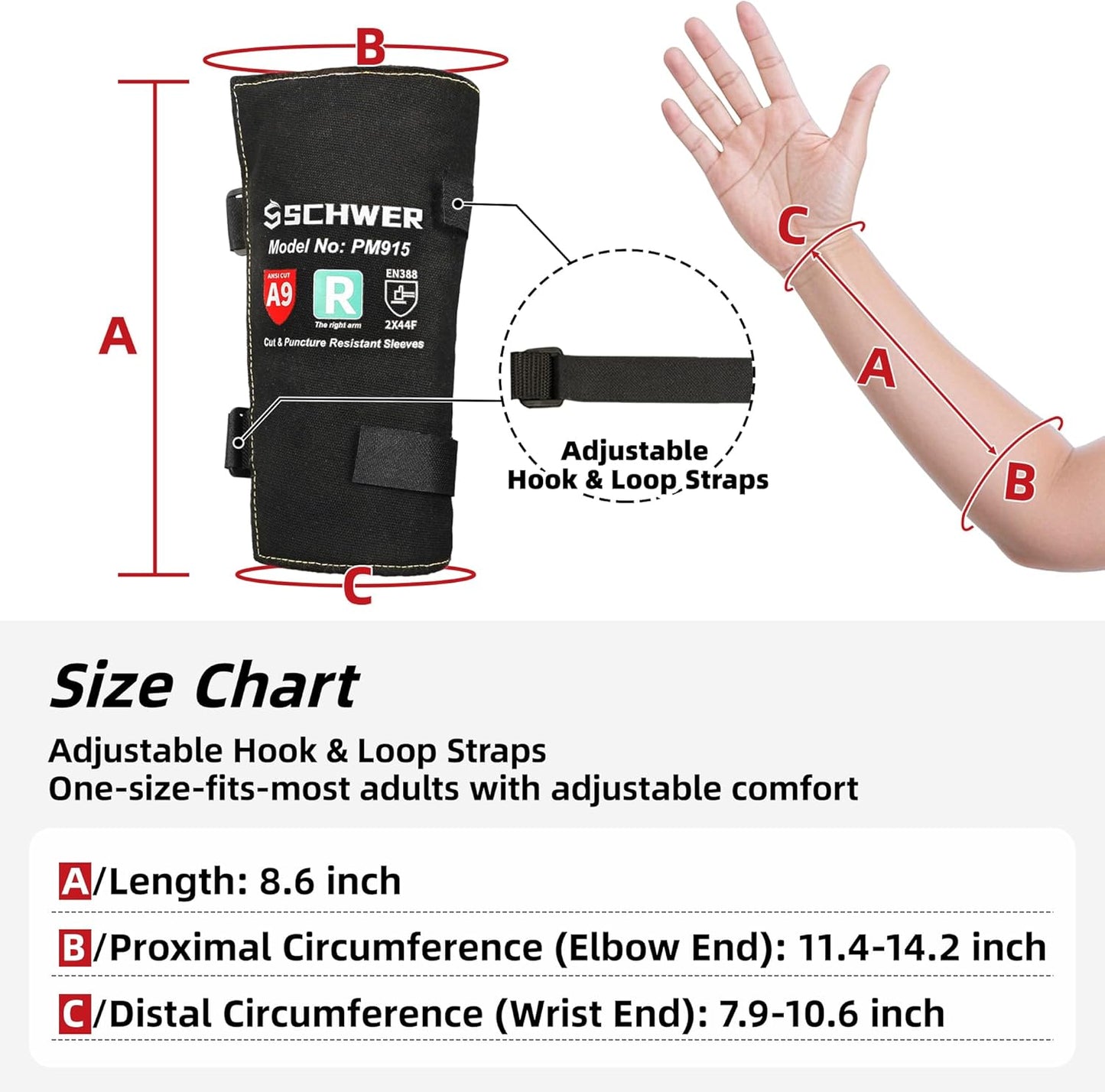 ANSI A9 Cut & Level 5 Puncture Resistant Arm Sleeves, PM915 High Risk Protection Arm Guards for Biting, Gardening Sleeve Thorn Proof, Tactical Work Sleeves for Law Enforcement Self Defense