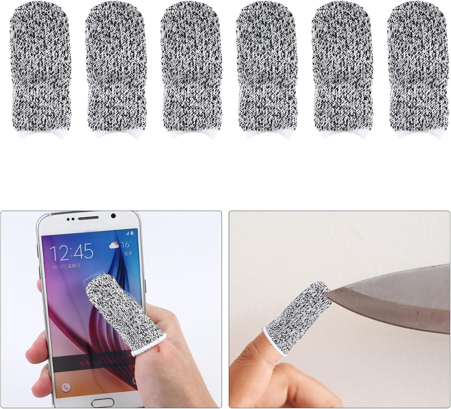 40pcs Cut Resistant Finger Cots Thumb Guards Gray Reusable Finger Sleeve Protectors for Kitchen Work Industrial Safety Hand Protection