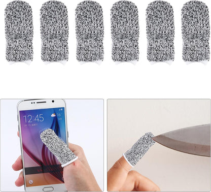 40pcs Cut Resistant Finger Cots Thumb Guards Gray Reusable Finger Sleeve Protectors for Kitchen Work Industrial Safety Hand Protection
