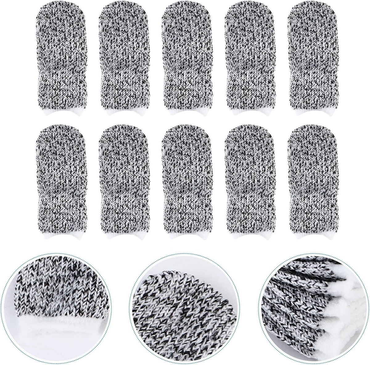 40pcs Cut Resistant Finger Cots Thumb Guards Gray Reusable Finger Sleeve Protectors for Kitchen Work Industrial Safety Hand Protection