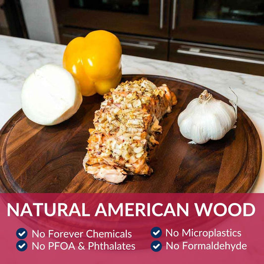 Made in USA Walnut Cutting Board - Butcher Block made from Sustainable Hardwood (Round - 13.5)