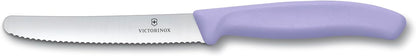 Swiss Classic, Tomato-Bread Knife Set, 6-pieces, sharp blade, serrated edge, 4.3 Inch, stainless steel, Lavender, Pink, Orange