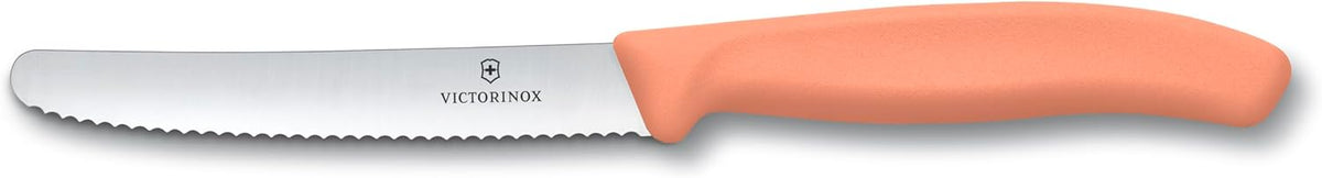 Swiss Classic, Tomato-Bread Knife Set, 6-pieces, sharp blade, serrated edge, 4.3 Inch, stainless steel, Lavender, Pink, Orange