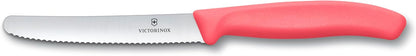 Swiss Classic, Tomato-Bread Knife Set, 6-pieces, sharp blade, serrated edge, 4.3 Inch, stainless steel, Lavender, Pink, Orange