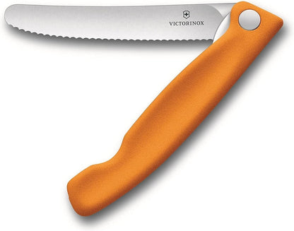 Swiss Classic Foldable Paring Knife, Wavy Edge Orange 4.3 in