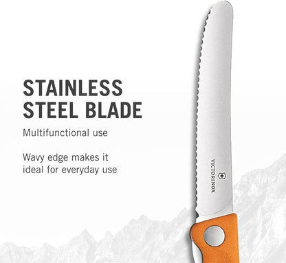 Swiss Classic Foldable Paring Knife, Wavy Edge Orange 4.3 in