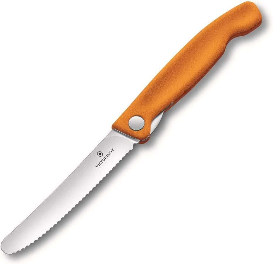 Swiss Classic Foldable Paring Knife, Wavy Edge Orange 4.3 in