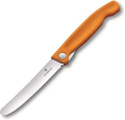 Swiss Classic Foldable Paring Knife, Wavy Edge Orange 4.3 in