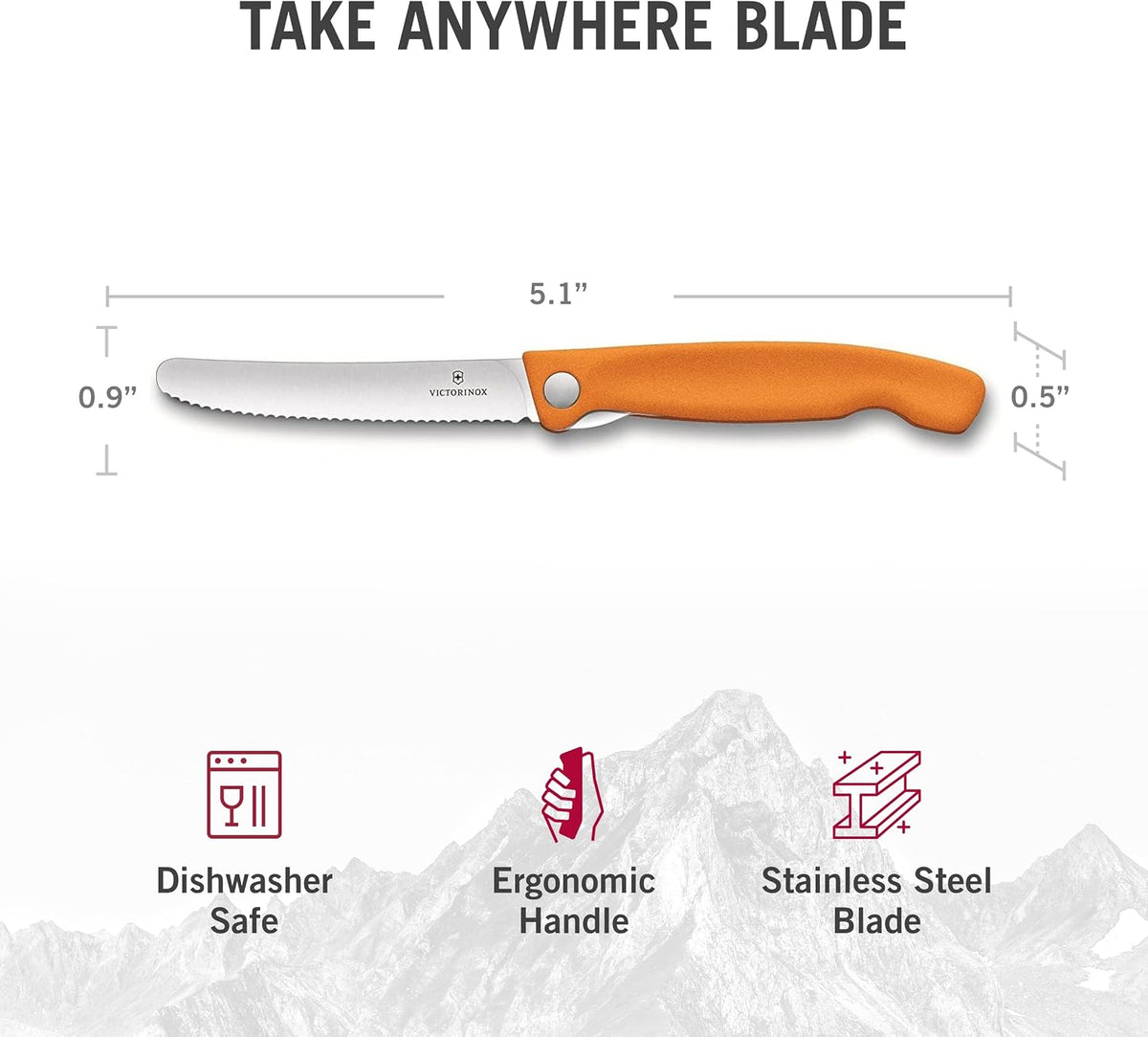 Swiss Classic Foldable Paring Knife, Wavy Edge Orange 4.3 in