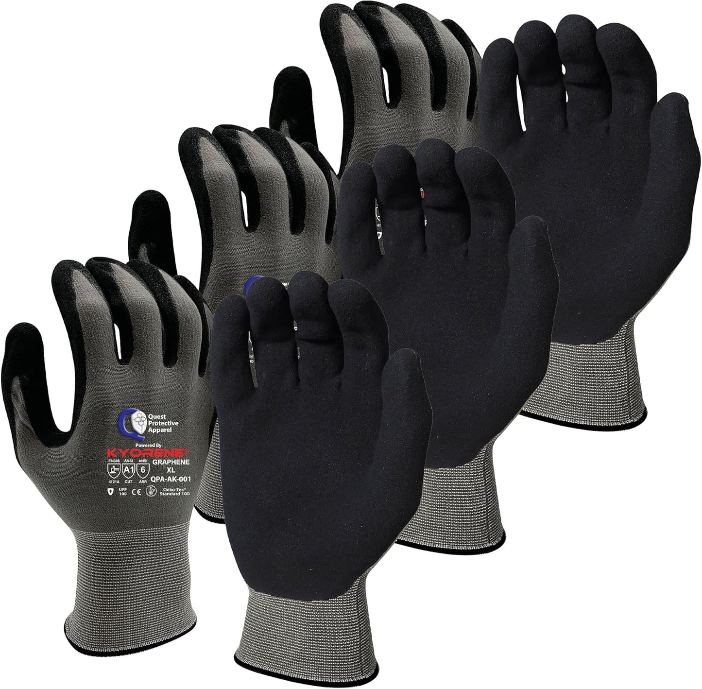 Cut Resistant Work Gloves (ANSI A1) – Lightweight Gloves for Gardening, DIY, Mechanical & General Handling – Breathable Grip Gloves for Men & Women – Large, Pack of 3