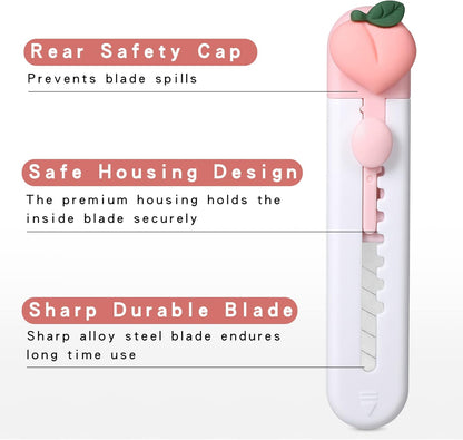 6 Pack Box Cutter Retractable, Sharp Utility Knife Retractable, Cute Box Cutters for Office, Home, Arts Crafts, Cartons, Cardboard, Paper