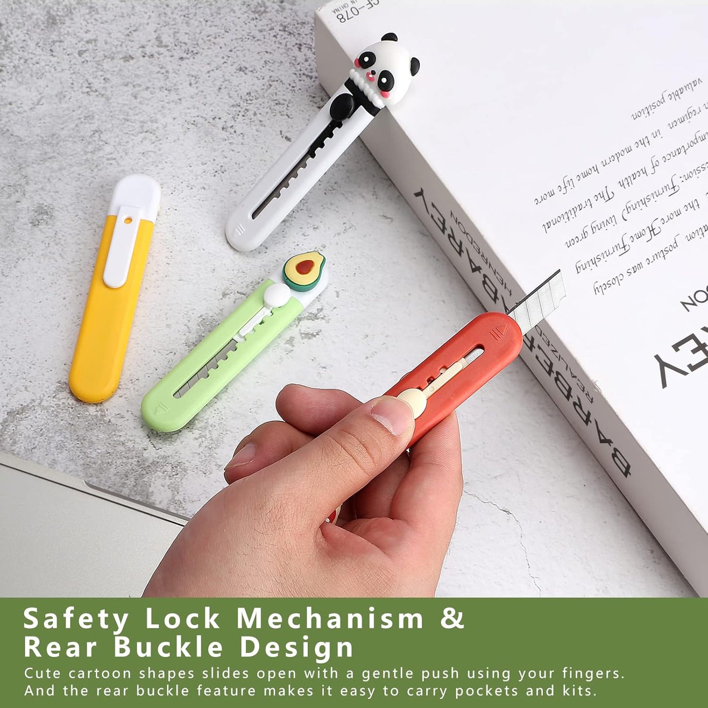 6 Pack Box Cutter Retractable, Sharp Utility Knife Retractable, Cute Box Cutters for Office, Home, Arts Crafts, Cartons, Cardboard, Paper