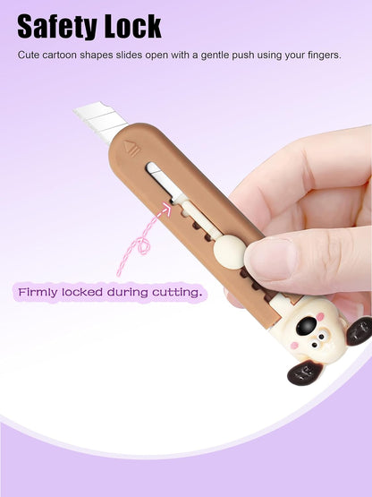 6 Pack Box Cutter Retractable, Sharp Utility Knife Retractable, Cute Box Cutters for Office, Home, Arts Crafts, Cartons, Cardboard, Paper