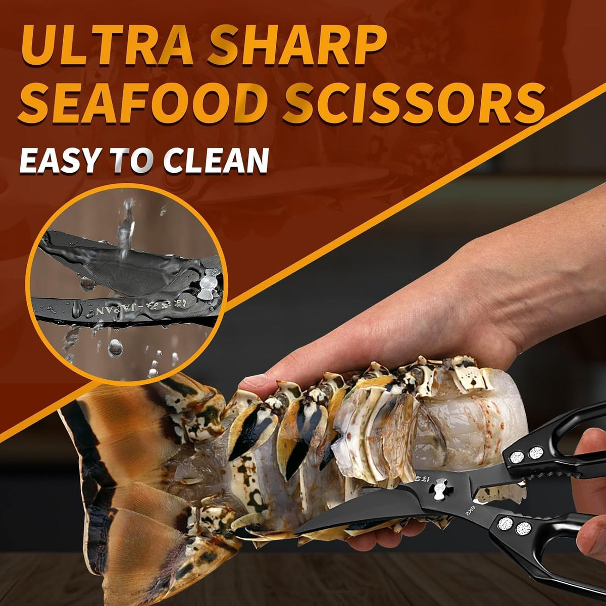 Huusk Kitchen Scissors for Food, Stainless Steel Kitchen Shears All Purpose | Multifunction Sharp Cooking Meat Scissors for Fish, Herbs, Chicken, Turkey, Gifts for Women, Non-slip Handle, Dishwasher Safe
