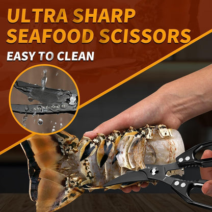 Huusk Kitchen Scissors for Food, Stainless Steel Kitchen Shears All Purpose | Multifunction Sharp Cooking Meat Scissors for Fish, Herbs, Chicken, Turkey, Gifts for Women, Non-slip Handle, Dishwasher Safe