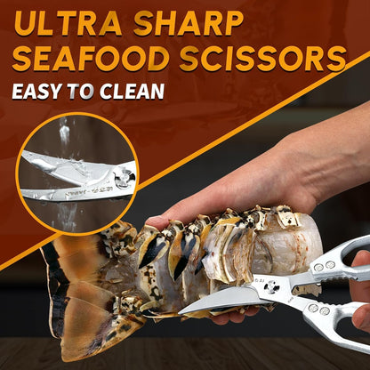 Huusk Kitchen Scissors for Food, Stainless Steel Kitchen Shears All Purpose | Multifunction Sharp Cooking Meat Scissors for Fish, Herbs, Chicken, Turkey, Gifts for Women, Non-slip Handle, Dishwasher Safe