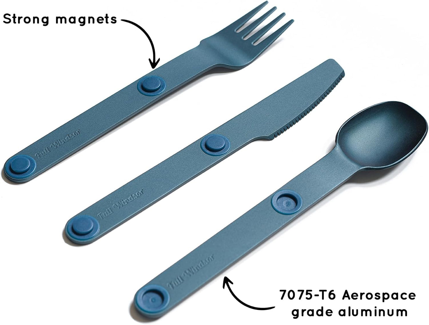 MAGWARE Magnetic Travel Camping Cutlery Utensils Set | Travel Utensils for Outdoor Cooking, Dining, & Camping, Knife, Fork & Spoon, Portable Silverware & Pouch, Black (3 PCS)