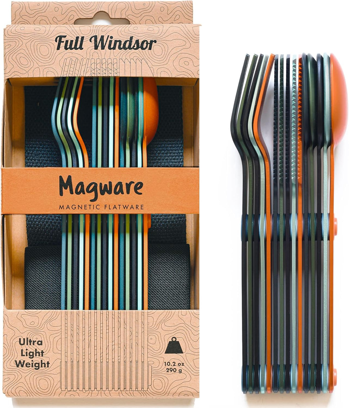 MAGWARE Magnetic Travel Camping Cutlery Utensils Set | Travel Utensils for Outdoor Cooking, Dining, & Camping, Knife, Fork & Spoon, Portable Silverware & Pouch, Black (3 PCS)