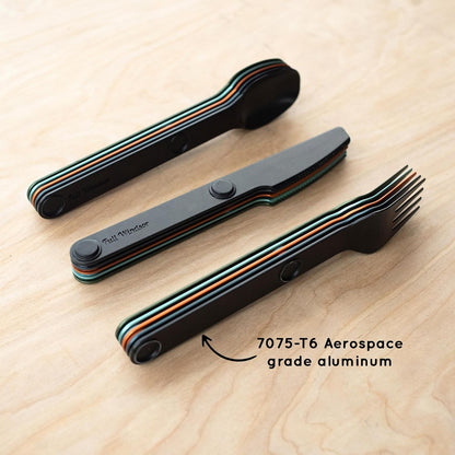 MAGWARE Magnetic Travel Camping Cutlery Utensils Set | Travel Utensils for Outdoor Cooking, Dining, & Camping, Knife, Fork & Spoon, Portable Silverware & Pouch, Black (3 PCS)