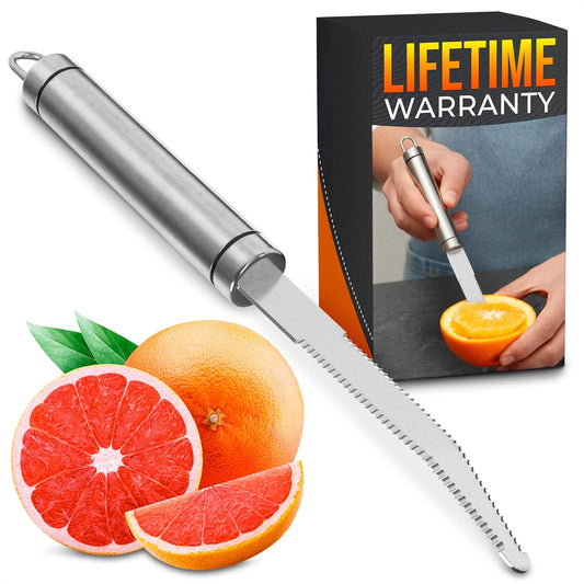 Grapefruit Knife Curved Serrated Double Blade for Citrus Sectioning | Stainless Steel Peeler Preps Fresh Oranges and Lemons - Dishwasher Safe with an Ergonomic Handle for Everyday Kitchen Tasks
