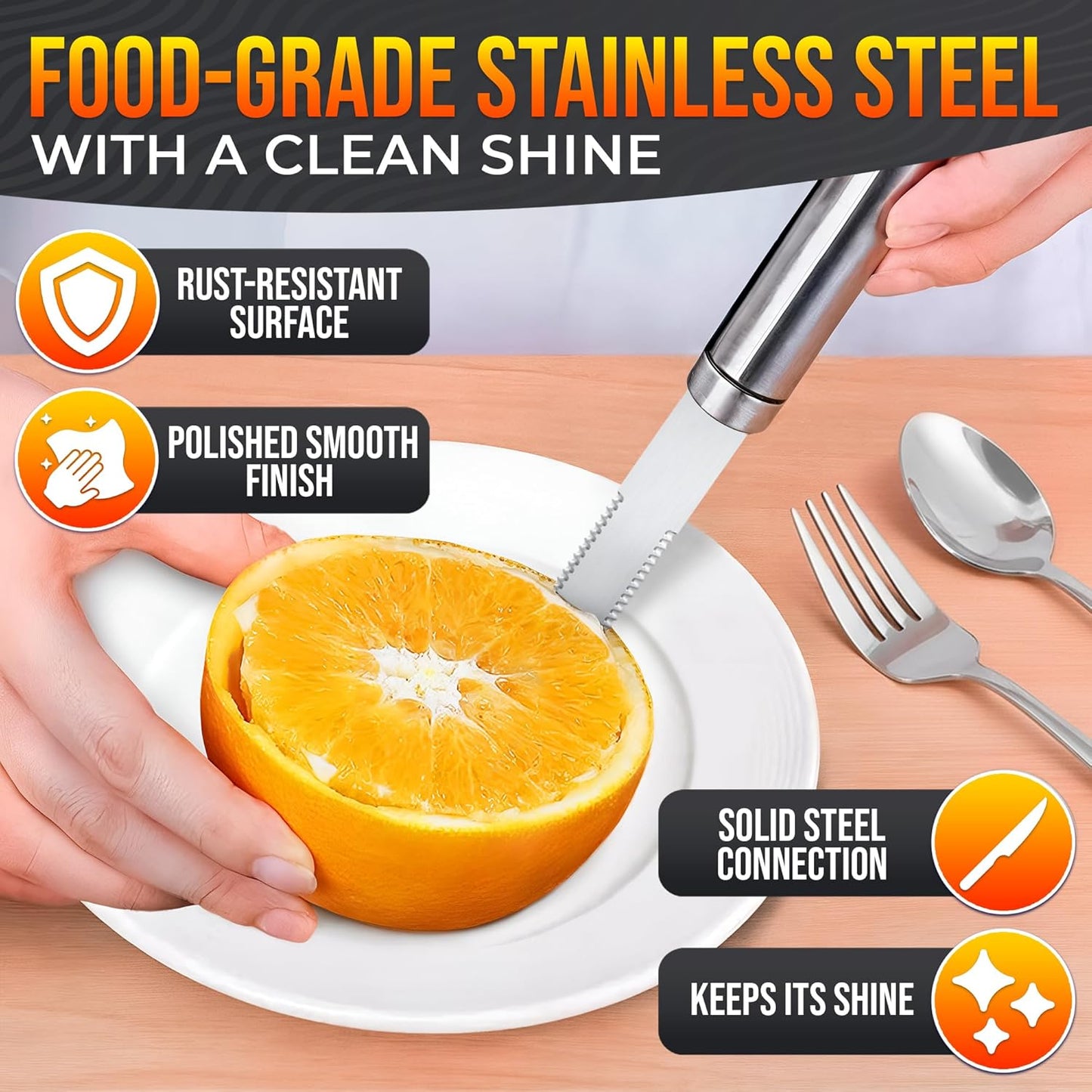Grapefruit Knife Curved Serrated Double Blade for Citrus Sectioning | Stainless Steel Peeler Preps Fresh Oranges and Lemons - Dishwasher Safe with an Ergonomic Handle for Everyday Kitchen Tasks
