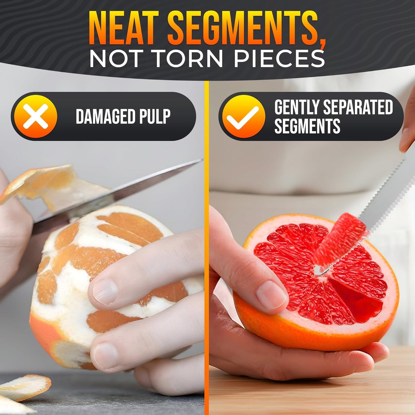 Grapefruit Knife Curved Serrated Double Blade for Citrus Sectioning | Stainless Steel Peeler Preps Fresh Oranges and Lemons - Dishwasher Safe with an Ergonomic Handle for Everyday Kitchen Tasks