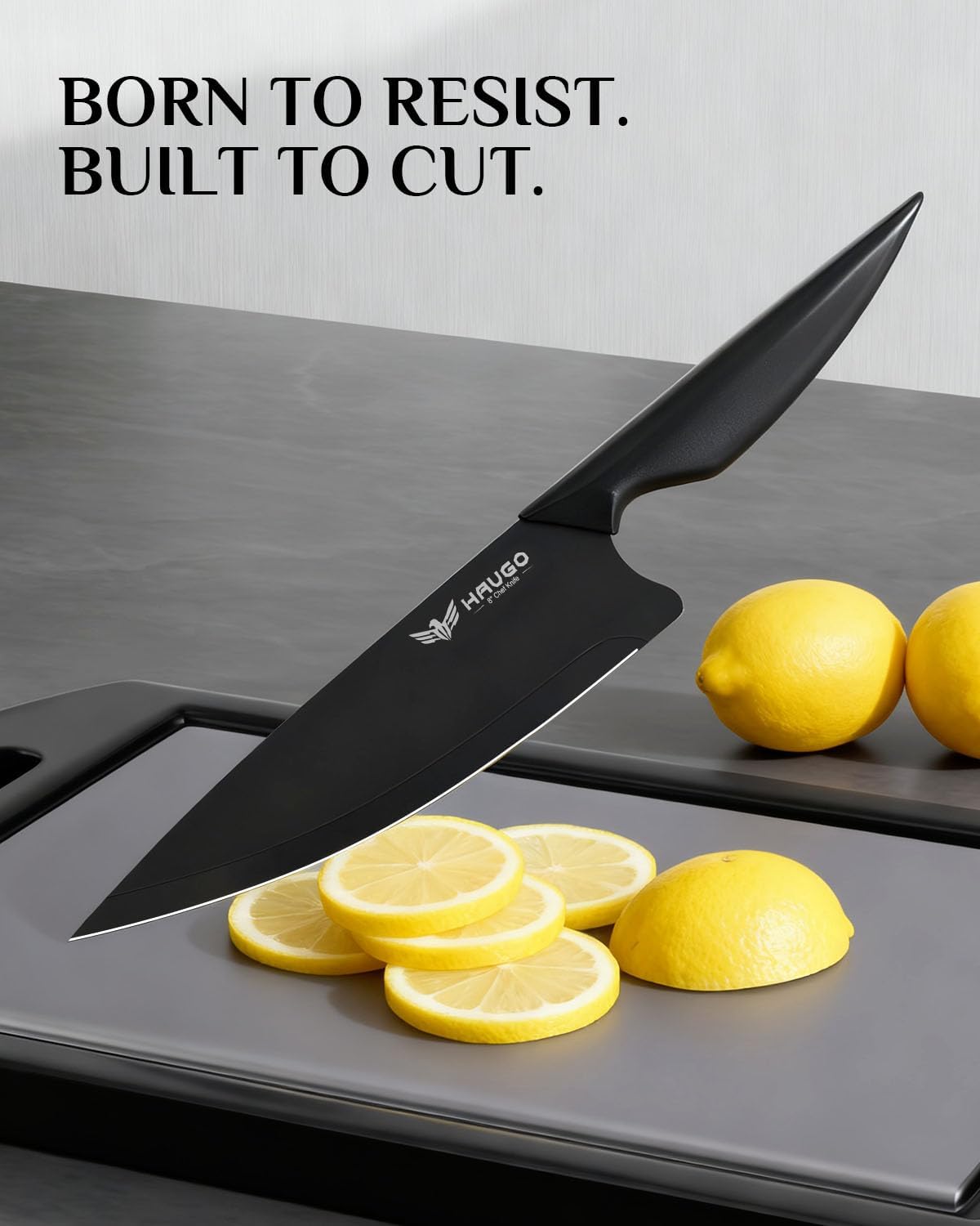 Kitchen Knife Set with Block: 15-Piece High Carbon Stainless Steel Professional Knives - Dishwasher Safe with Sharpener - Comfortable Grip Reduces Hand Fatigue 30% - Black
