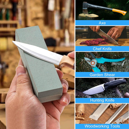 Portable Whetstone Knife Sharpening Stone - Outdoor Hunting Knife Sharpener Stone Kit Dual Grit 400/1000 - Pocket Sharpening Stones for Knives with Cowhide Pouch for Bushcraft Camping Field