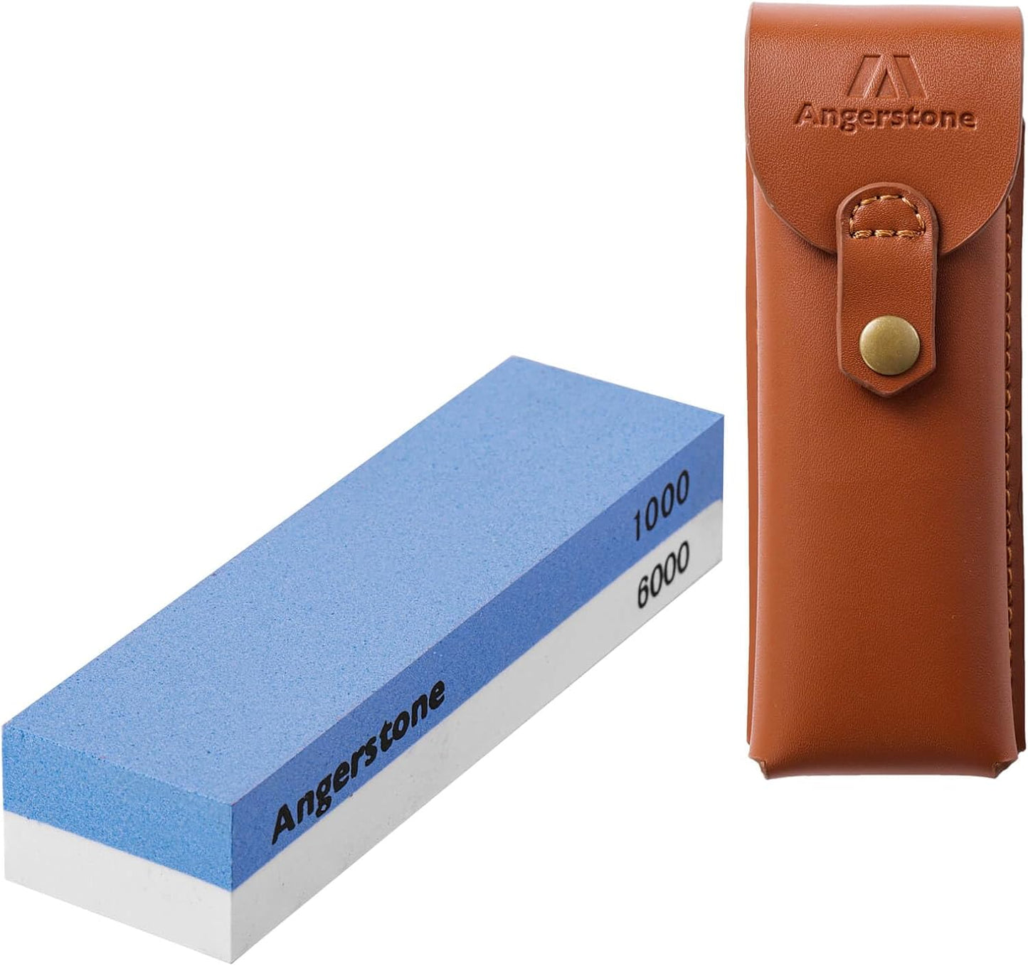 Portable Whetstone Knife Sharpening Stone - Outdoor Hunting Knife Sharpener Stone Kit Dual Grit 400/1000 - Pocket Sharpening Stones for Knives with Cowhide Pouch for Bushcraft Camping Field