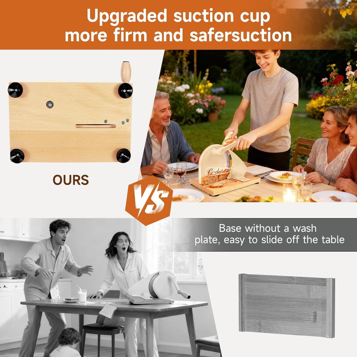 Manual Bread Slicer for Homemade Sourdough Bread with Metal Rails | Hand Crank Bread Cutter with Stainless Steel Blade, Adjustable Thickness, Scale Line & Suction Cups for Even Slices