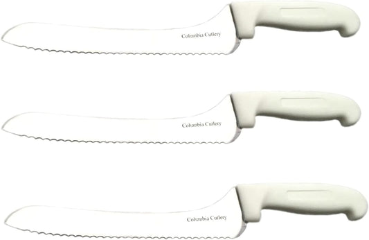 Columbia Cutlery 9 in. White Offset Bread/Sandwich Knife (Single Offset Bread Knife)