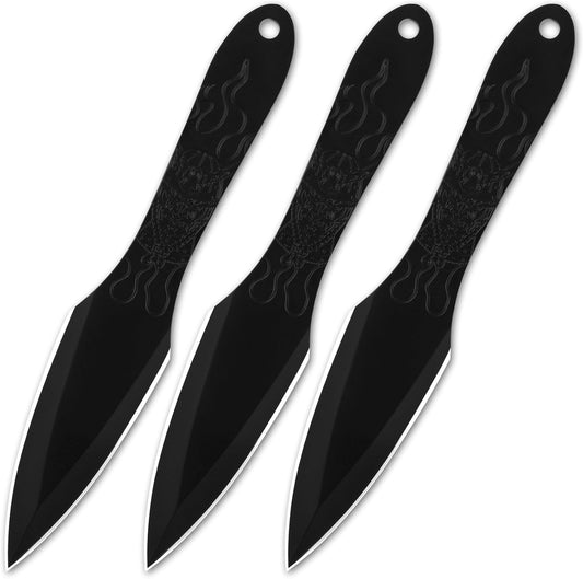 REAT Throwing Knives - 3 Piece, 7.5" 440 Stainless Steel with Full Tang Design, Includes Nylon Carrying Case for Safe Storage,Ninja Kunai Knives for Competition,Recreation,Gifts for Men,Women