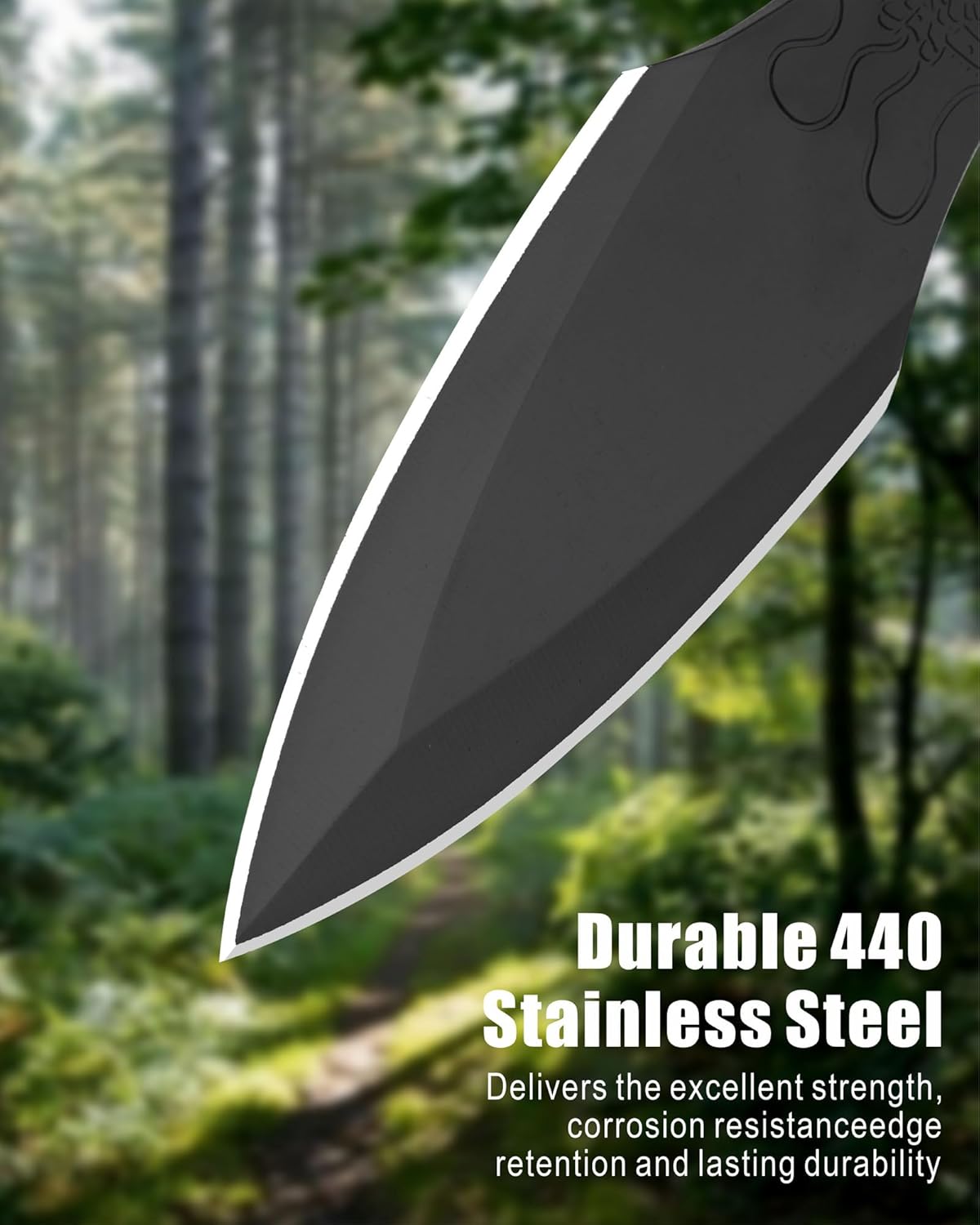 REAT Throwing Knives - 3 Piece, 7.5" 440 Stainless Steel with Full Tang Design, Includes Nylon Carrying Case for Safe Storage,Ninja Kunai Knives for Competition,Recreation,Gifts for Men,Women