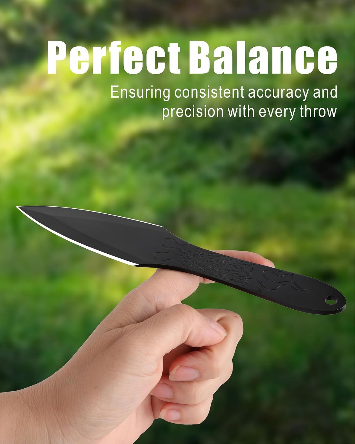 REAT Throwing Knives - 3 Piece, 7.5" 440 Stainless Steel with Full Tang Design, Includes Nylon Carrying Case for Safe Storage,Ninja Kunai Knives for Competition,Recreation,Gifts for Men,Women