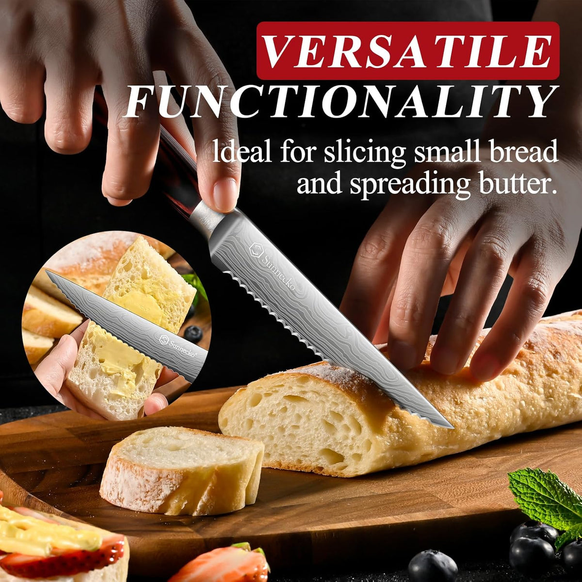 Steak Knife Set of 6, Serrated Dinner Knife for Meat with Gift Box