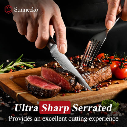 Steak Knife Set of 6, Serrated Dinner Knife for Meat with Gift Box