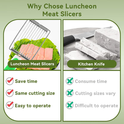 Luncheon Meat Cutter, Boiled Egg Slicer Cutter Stainless Steel Tomato Slicer Cuts 10 Slices for Eggs, Hams, Bananas, Onions for Soft Food and Fruits
