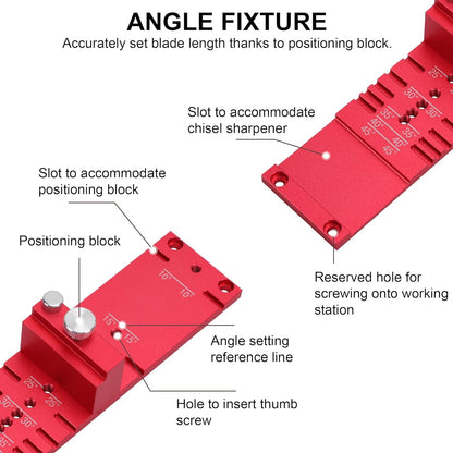Chisel Sharpening Jig, Honing Guide for Woodworking Chisels and Planes Width 0.1" to 2.8", Metal Chisel Sharpening Kit with Angle Fixture and Angle Gague, Red Pink