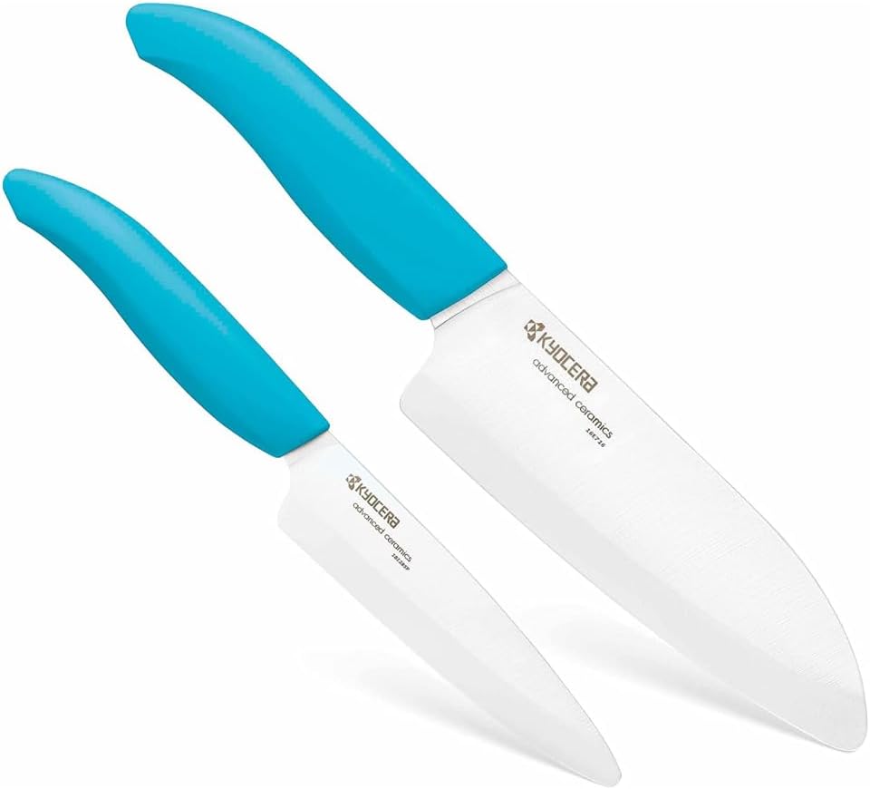 Revolution 2-Pc Ceramic Knife Set: 5.5” Santoku & 4.5” Utility | Revolution Ceramic Knife Duo: 5.5” Santoku & 4.5” Utility Blades for Precise Slicing, Trimming, and Daily Meal Prep