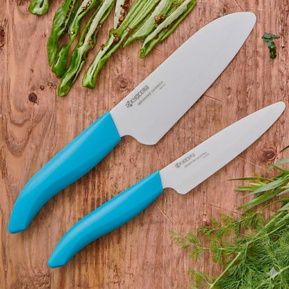 Revolution 2-Pc Ceramic Knife Set: 5.5” Santoku & 4.5” Utility | Revolution Ceramic Knife Duo: 5.5” Santoku & 4.5” Utility Blades for Precise Slicing, Trimming, and Daily Meal Prep