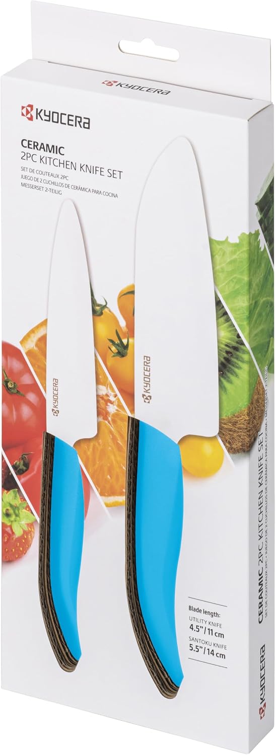 Revolution 2-Pc Ceramic Knife Set: 5.5” Santoku & 4.5” Utility | Revolution Ceramic Knife Duo: 5.5” Santoku & 4.5” Utility Blades for Precise Slicing, Trimming, and Daily Meal Prep