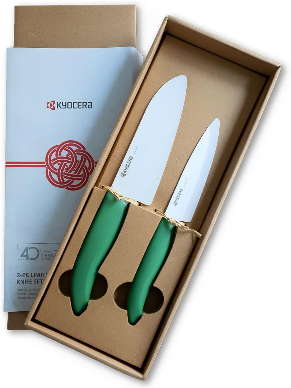 Revolution 2-Pc Ceramic Knife Set: 5.5” Santoku & 4.5” Utility | Revolution Ceramic Knife Duo: 5.5” Santoku & 4.5” Utility Blades for Precise Slicing, Trimming, and Daily Meal Prep