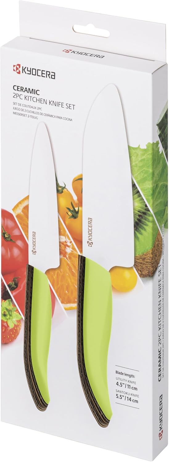 Revolution 2-Pc Ceramic Knife Set: 5.5” Santoku & 4.5” Utility | Revolution Ceramic Knife Duo: 5.5” Santoku & 4.5” Utility Blades for Precise Slicing, Trimming, and Daily Meal Prep