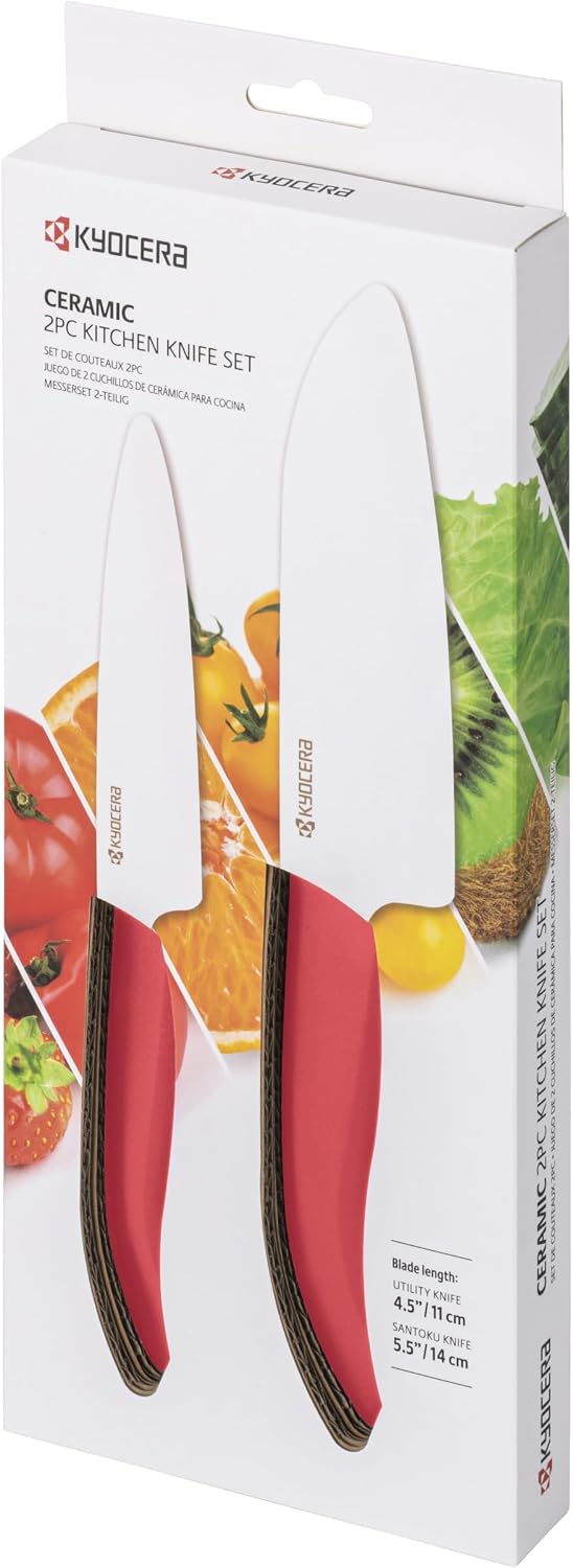 Revolution 2-Pc Ceramic Knife Set: 5.5” Santoku & 4.5” Utility | Revolution Ceramic Knife Duo: 5.5” Santoku & 4.5” Utility Blades for Precise Slicing, Trimming, and Daily Meal Prep