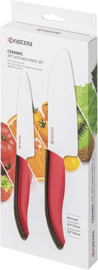 Revolution 2-Pc Ceramic Knife Set: 5.5” Santoku & 4.5” Utility | Revolution Ceramic Knife Duo: 5.5” Santoku & 4.5” Utility Blades for Precise Slicing, Trimming, and Daily Meal Prep