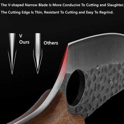 Huusk Viking Knives, Butcher Knife Black Forged Boning Knife with Sheath Japanese Fillet Meat Cleaver Knives Full Tang for Kitchen, Camping, BBQ Thanksgiving Gifts