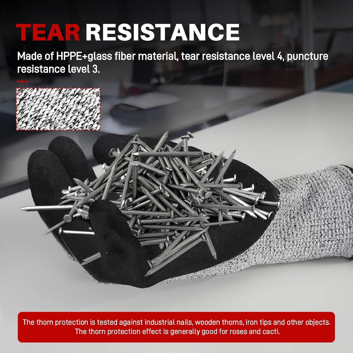 ANSI A3 Cut Resistant Gloves, Double-Layer Nitrile-Coated Safety Gloves For Automotive Repair, Heavy Machinery Processing, Logistics Handling, Woodworking, Durable, Machine Washable, L