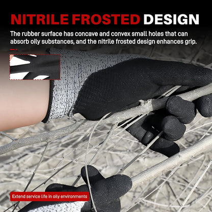 ANSI A3 Cut Resistant Gloves, Double-Layer Nitrile-Coated Safety Gloves For Automotive Repair, Heavy Machinery Processing, Logistics Handling, Woodworking, Durable, Machine Washable, L